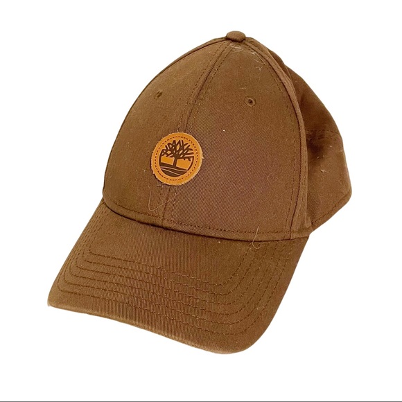 Timberland Other - Timberland Mens Brown Leather Patch Hat Adjustable Curved Bill Cap One Size